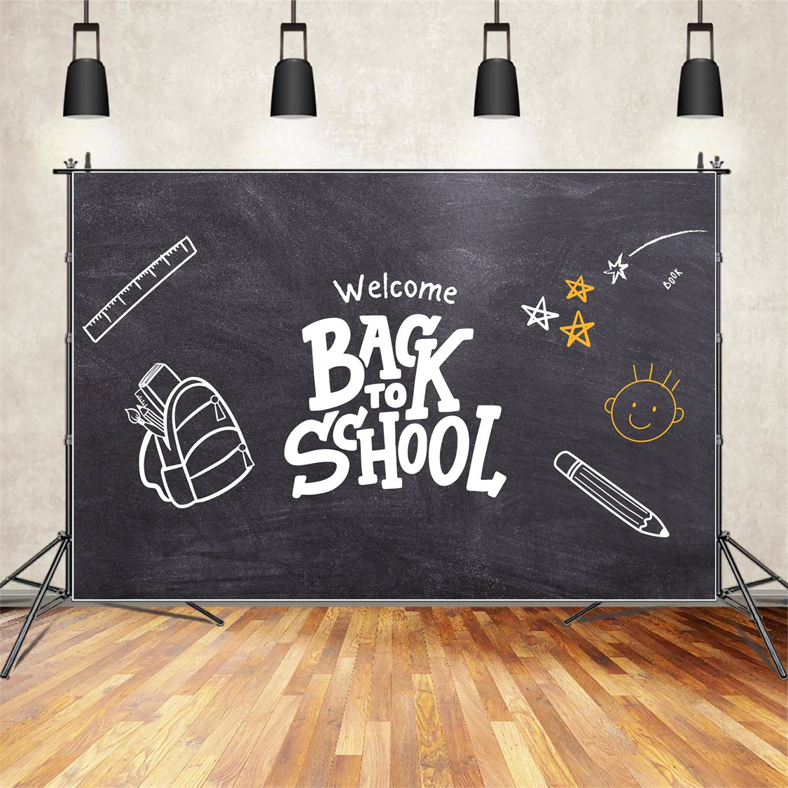 Sfondo Fotografico Con Disegno A Gessetto Per Il Rientro A Scuola BRP7-47