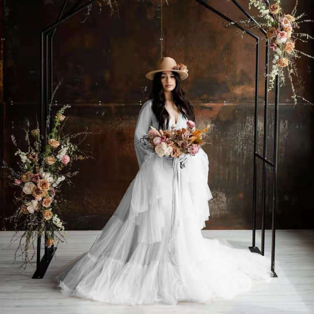 Splendido Abito Fotografico Premaman A Trapezio In Tulle Principessa RB17