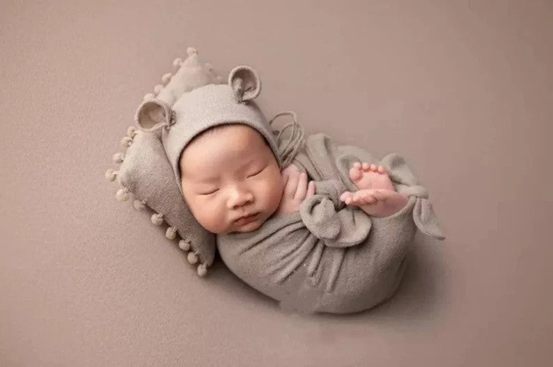 Set Avvolgente Per Fiocco Fotografico Per Neonati (Cappello + Cuscino + Fascia) CL8