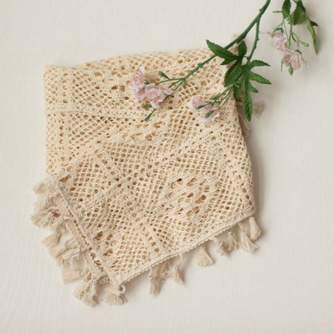 Coperta Lavorata A Maglia Boho Per Fotografia Neonato CL12