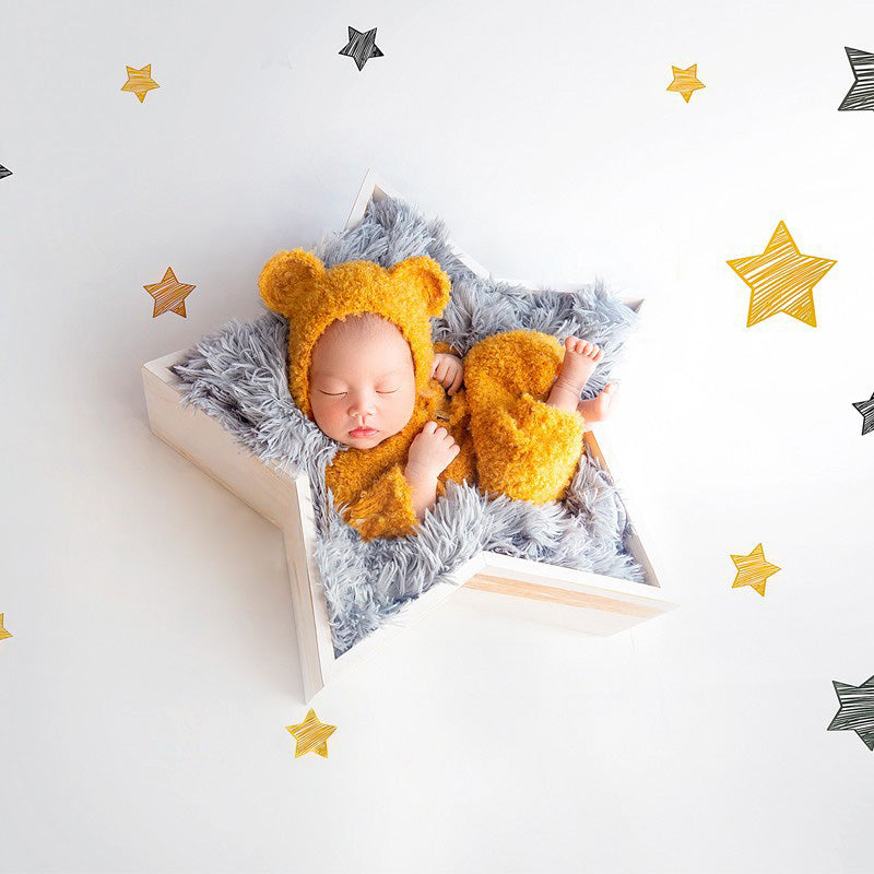 Dbackdrop Puntelli Per Fotografia Neonato A Forma Di Stella In Legno SYPJ3 (Marrone Giallo Bianco)
