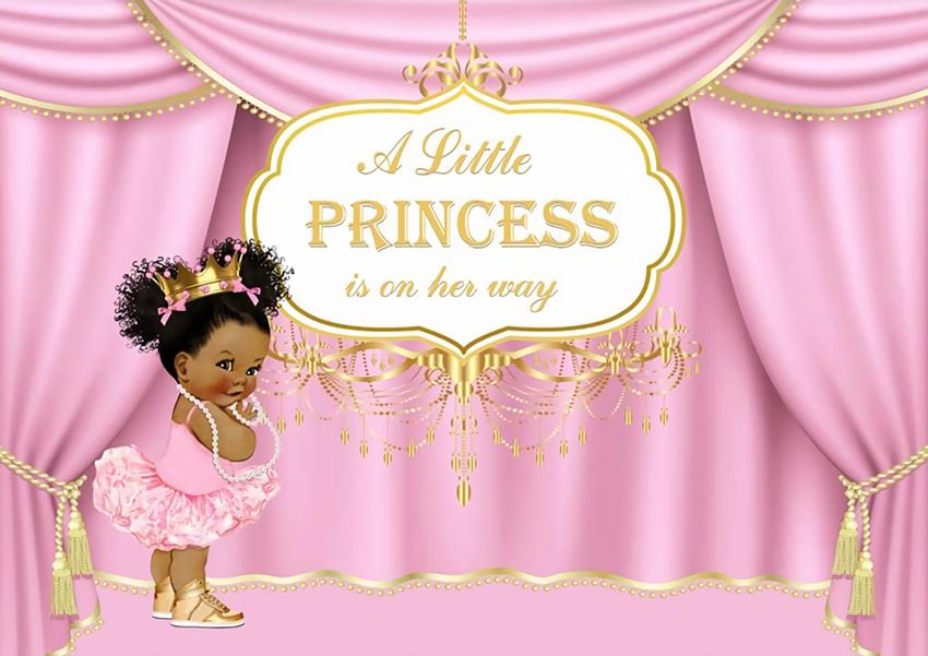 Baby Shower Baby Girl Pink Curtain Little Princess backdrop UK BA33