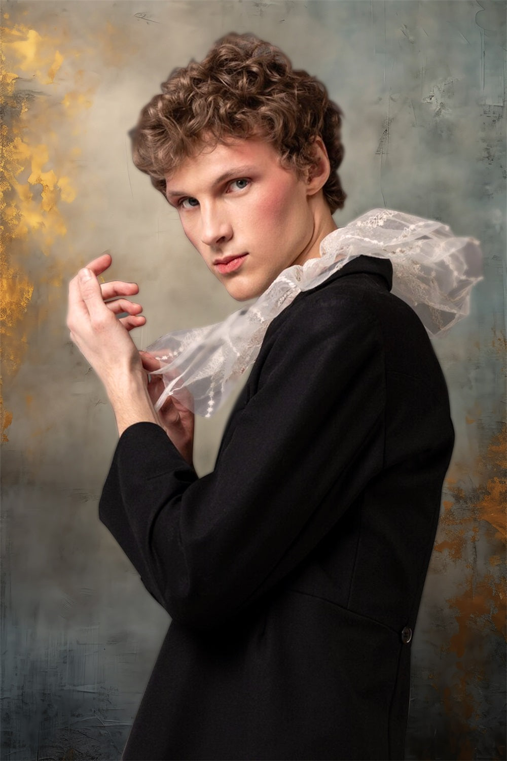 Ritratto Sfondo Grigio Sfondo Maestoso Da Parete Grigio Oro BRP-11-619