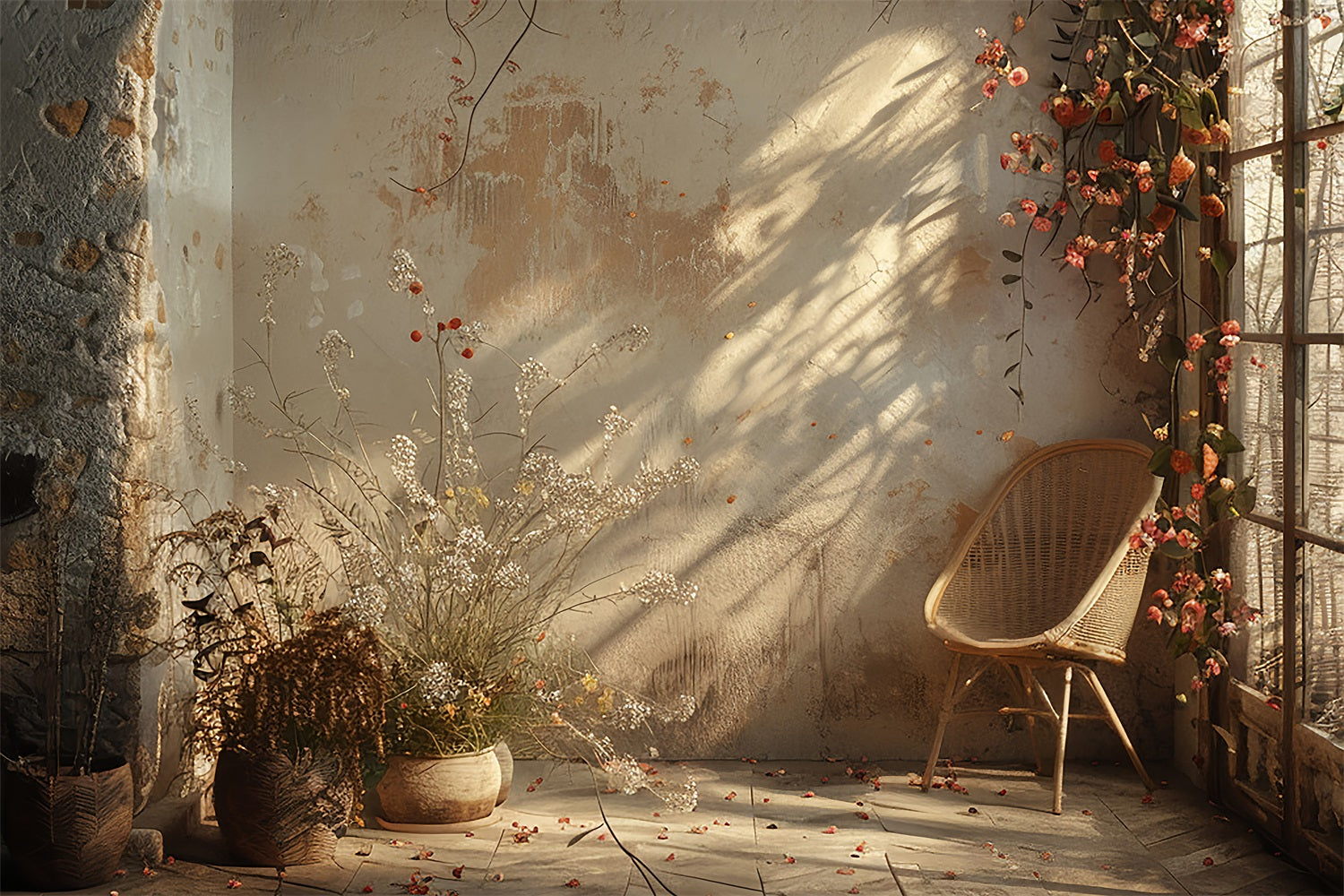 Sfondo Boho Vintage Con Angolo Botanico Caldo BRP10-100