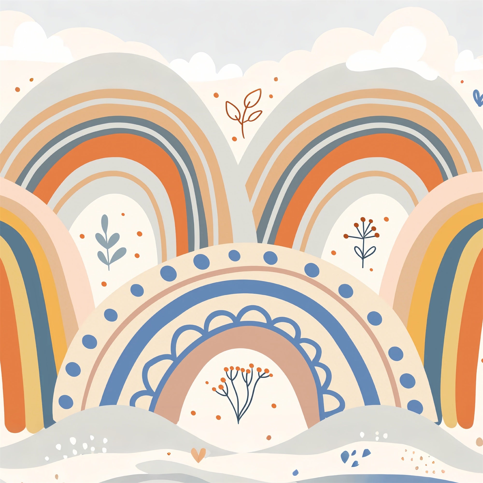 Sfondo Colorato Boho Floreale Astratto Arcobaleno BRP10-101