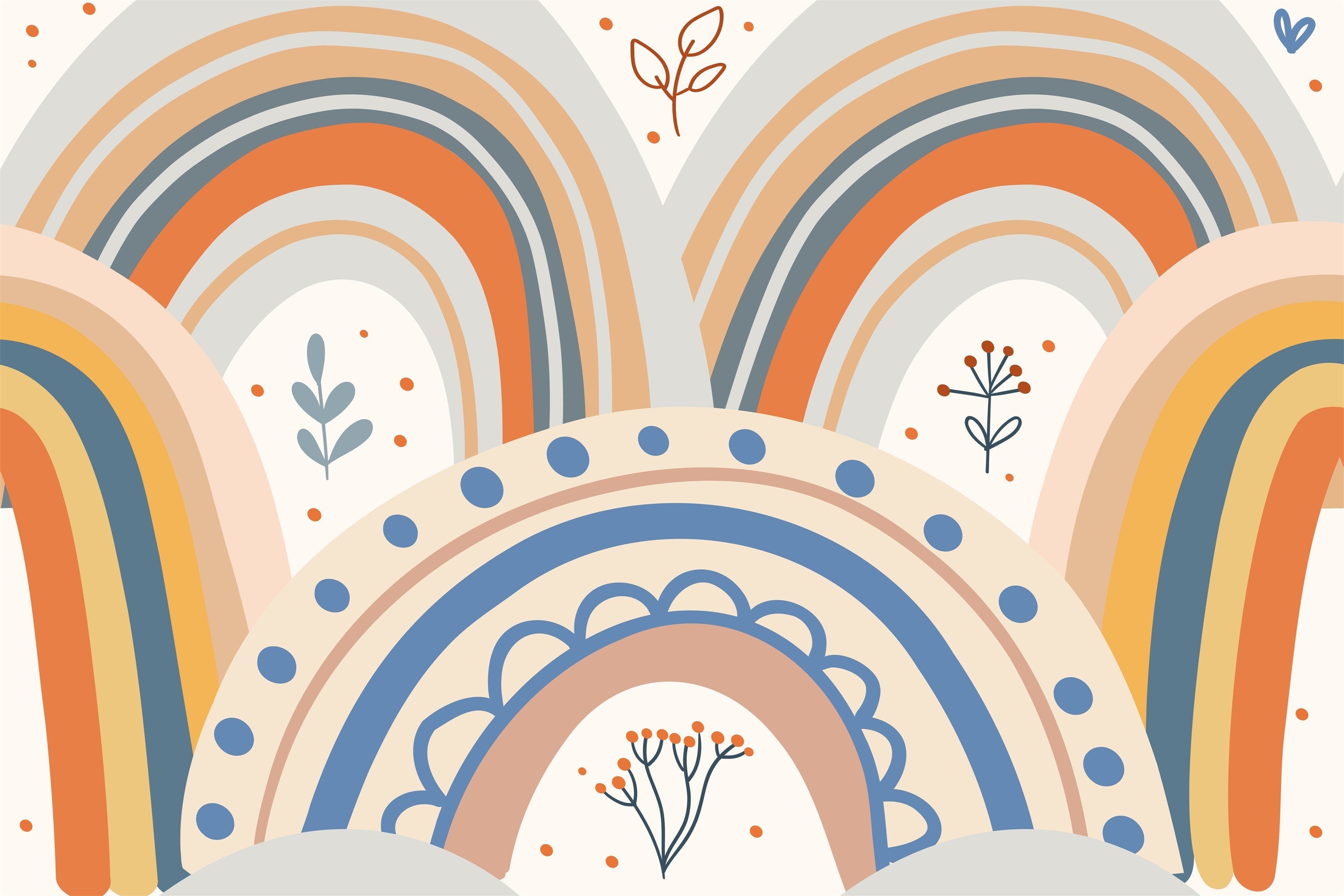 Sfondo Colorato Boho Floreale Astratto Arcobaleno BRP10-101