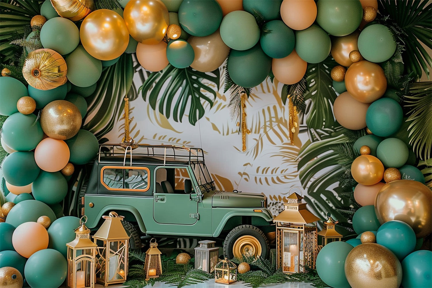 Sfondo Boho Con Palloncino Tropicale Jungle Adventure BRP10-104