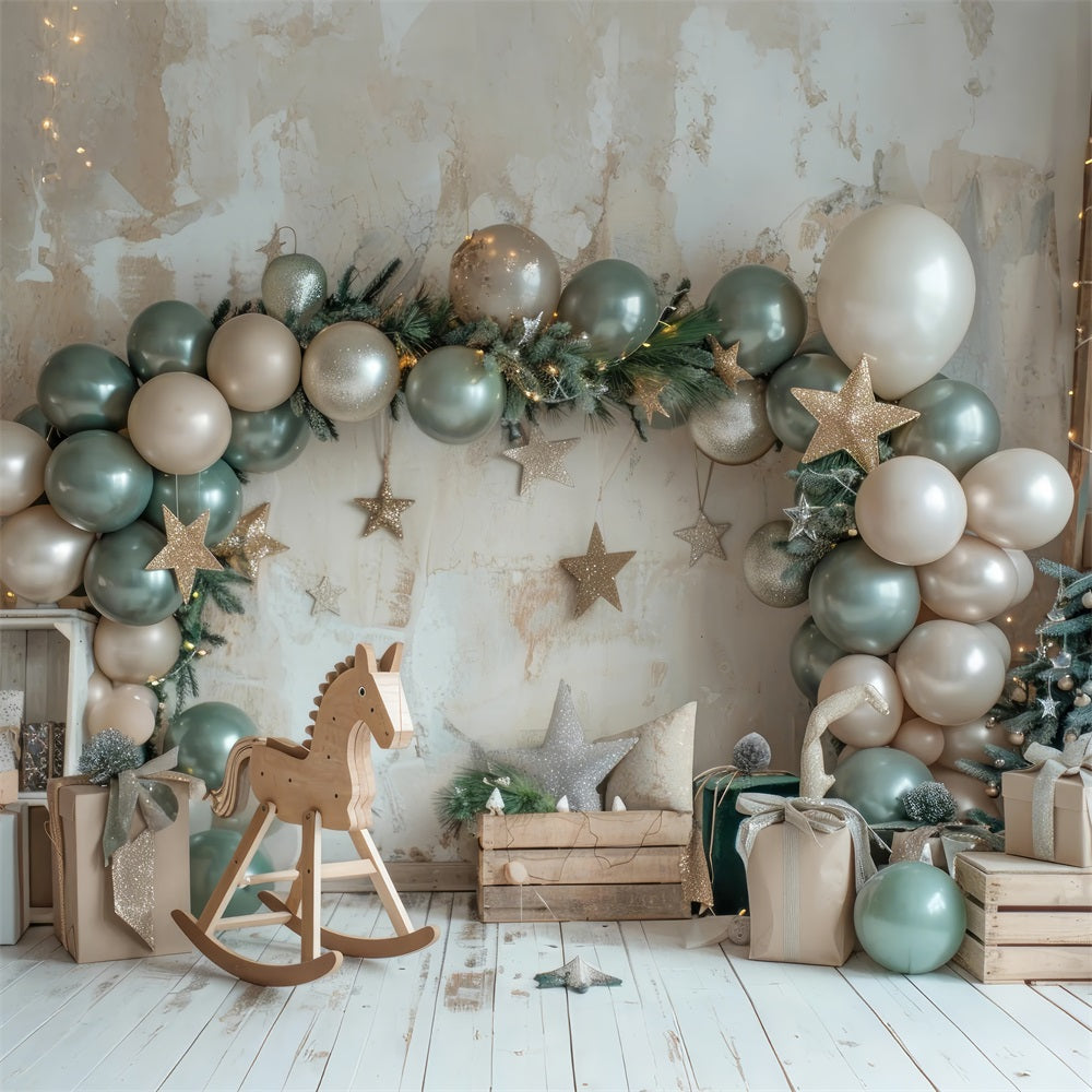 Sfondo Ghirlanda Di Palloncini Con Cavallo A Dondolo Botanico BRP10-109