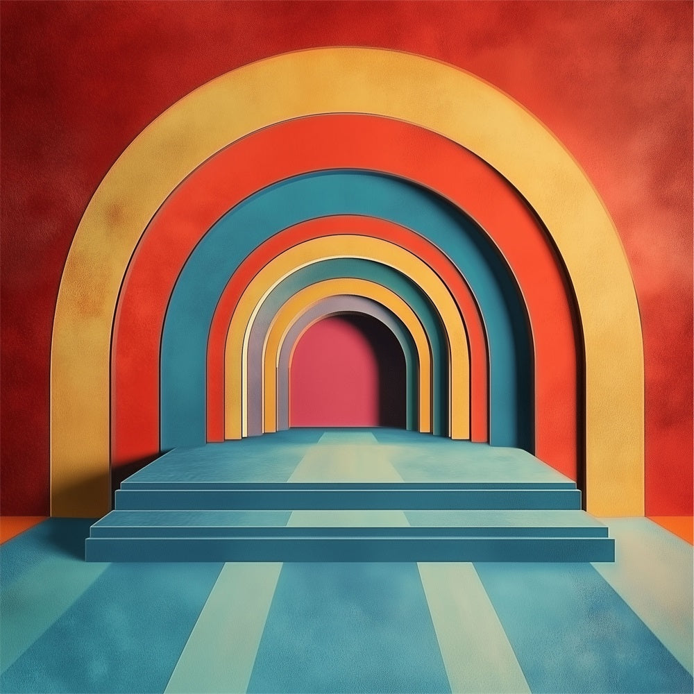 Sfondo Artistico Moderno Con Archi Arcobaleno Retro Boho BRP10-114