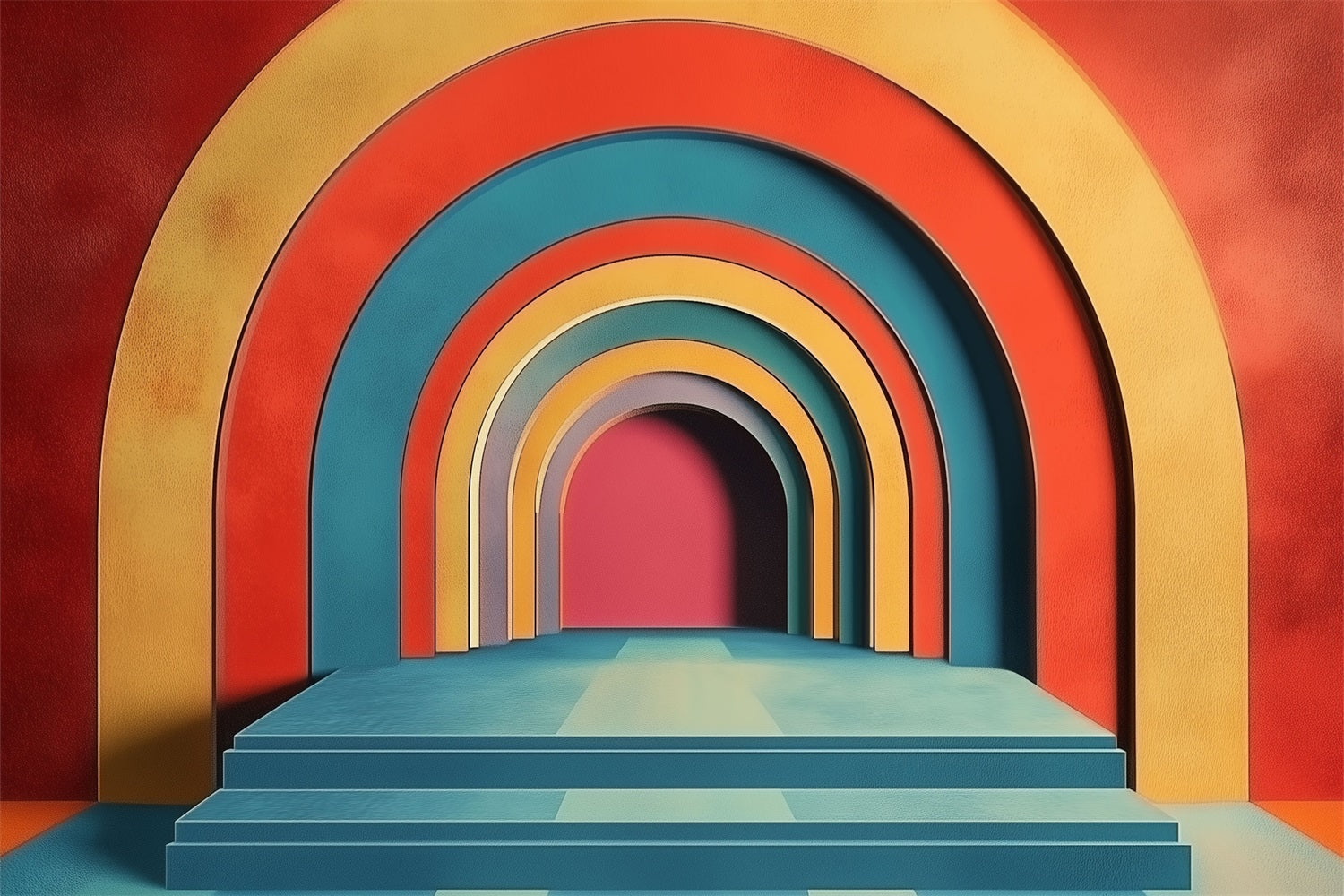 Sfondo Artistico Moderno Con Archi Arcobaleno Retro Boho BRP10-114