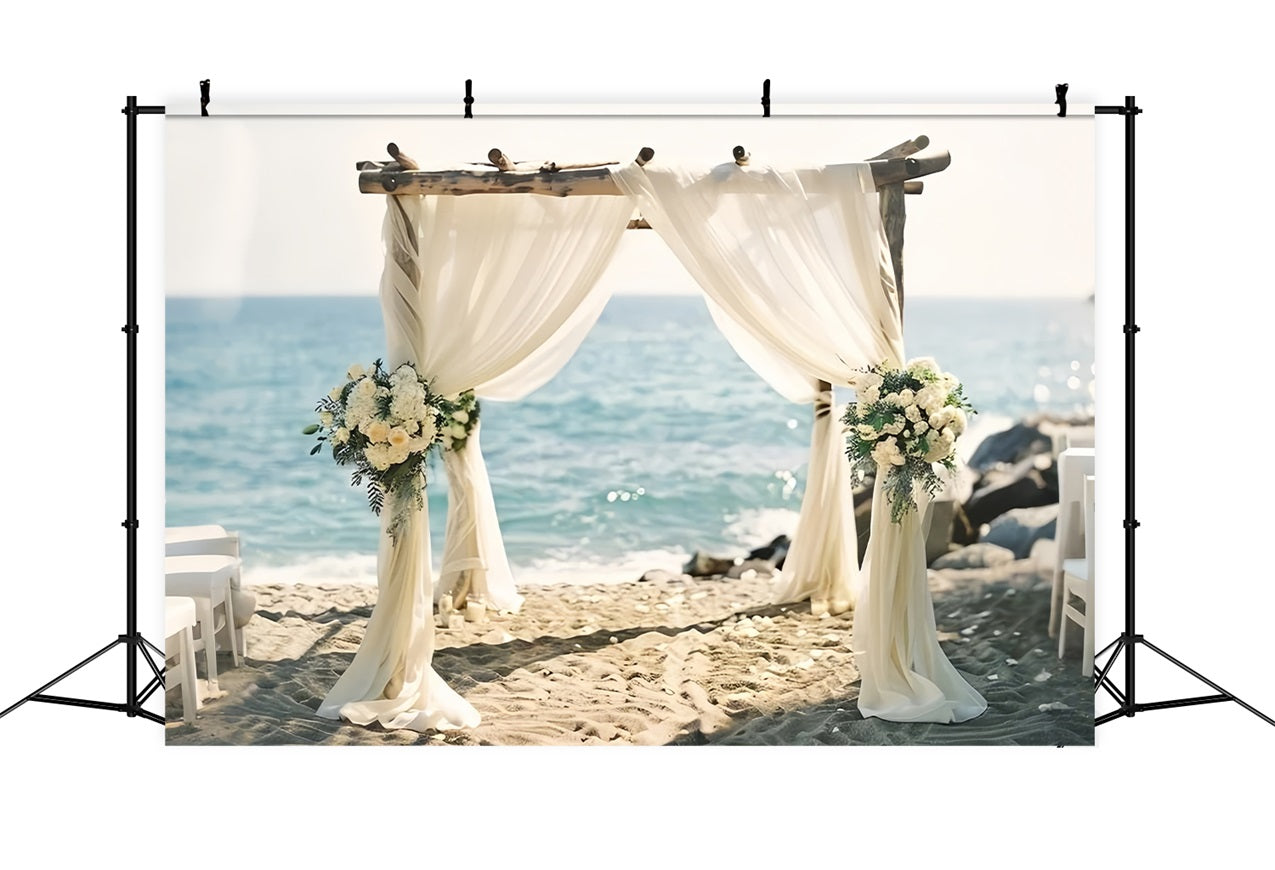 Sfondo Romantico Boho Floreale Con Arco Sul Mare BRP10-115