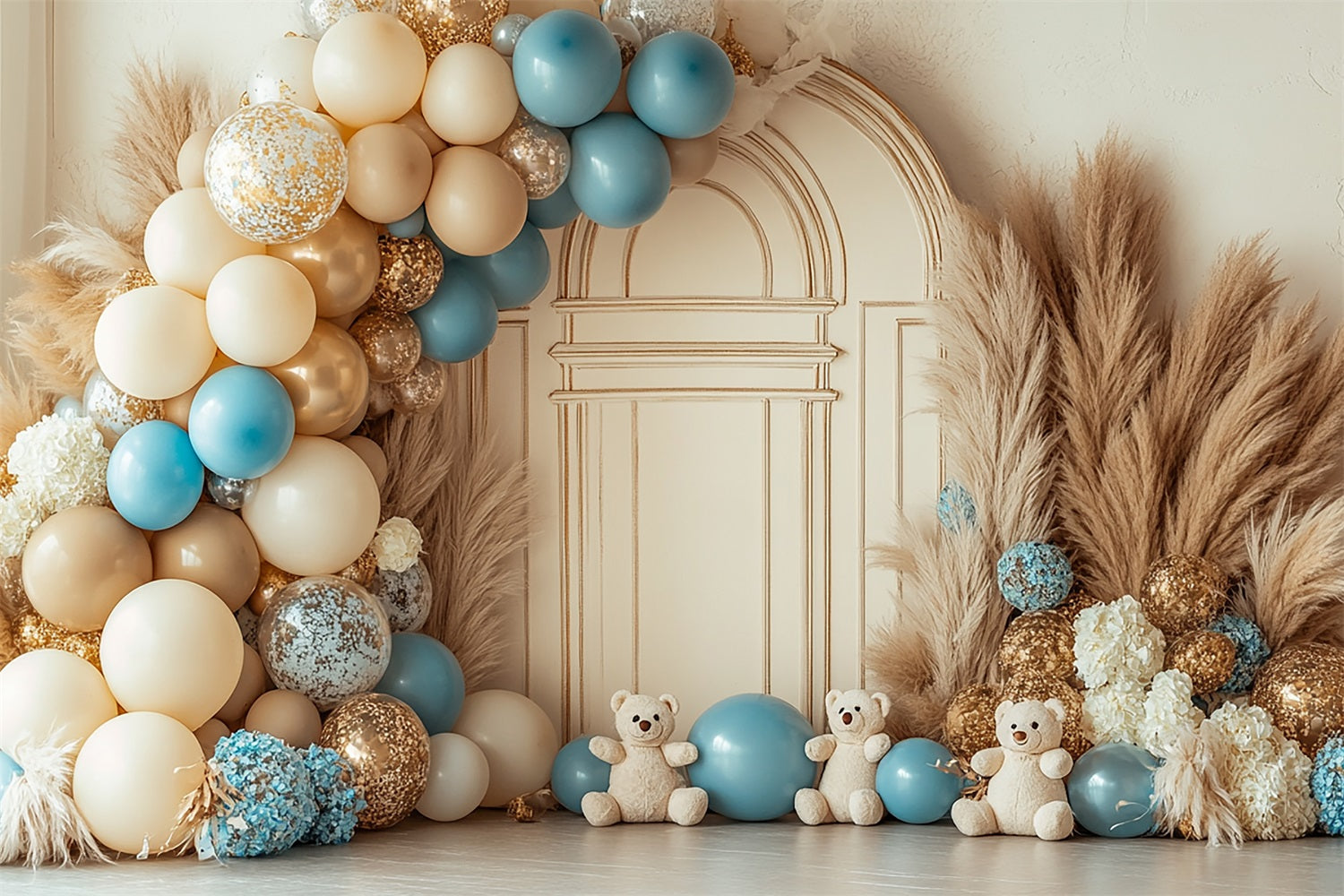 Palloncini Per L'Installazione Di Una Festa Con Orsacchiotti Sfondo Boho BRP10-116