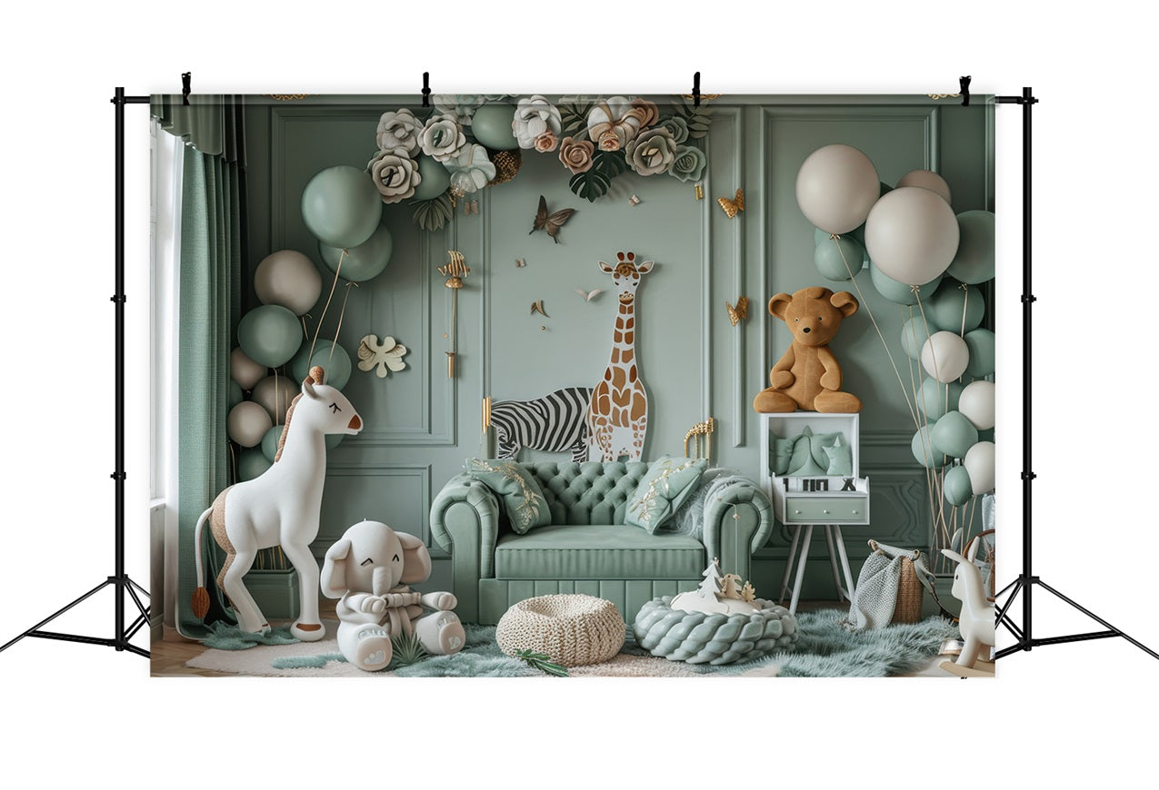 Sfondo Boho Per Safari Con Animali In Palloncino BRP10-119