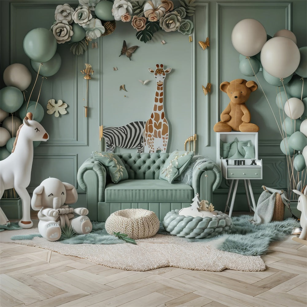 Sfondo Boho Per Safari Con Animali In Palloncino BRP10-119