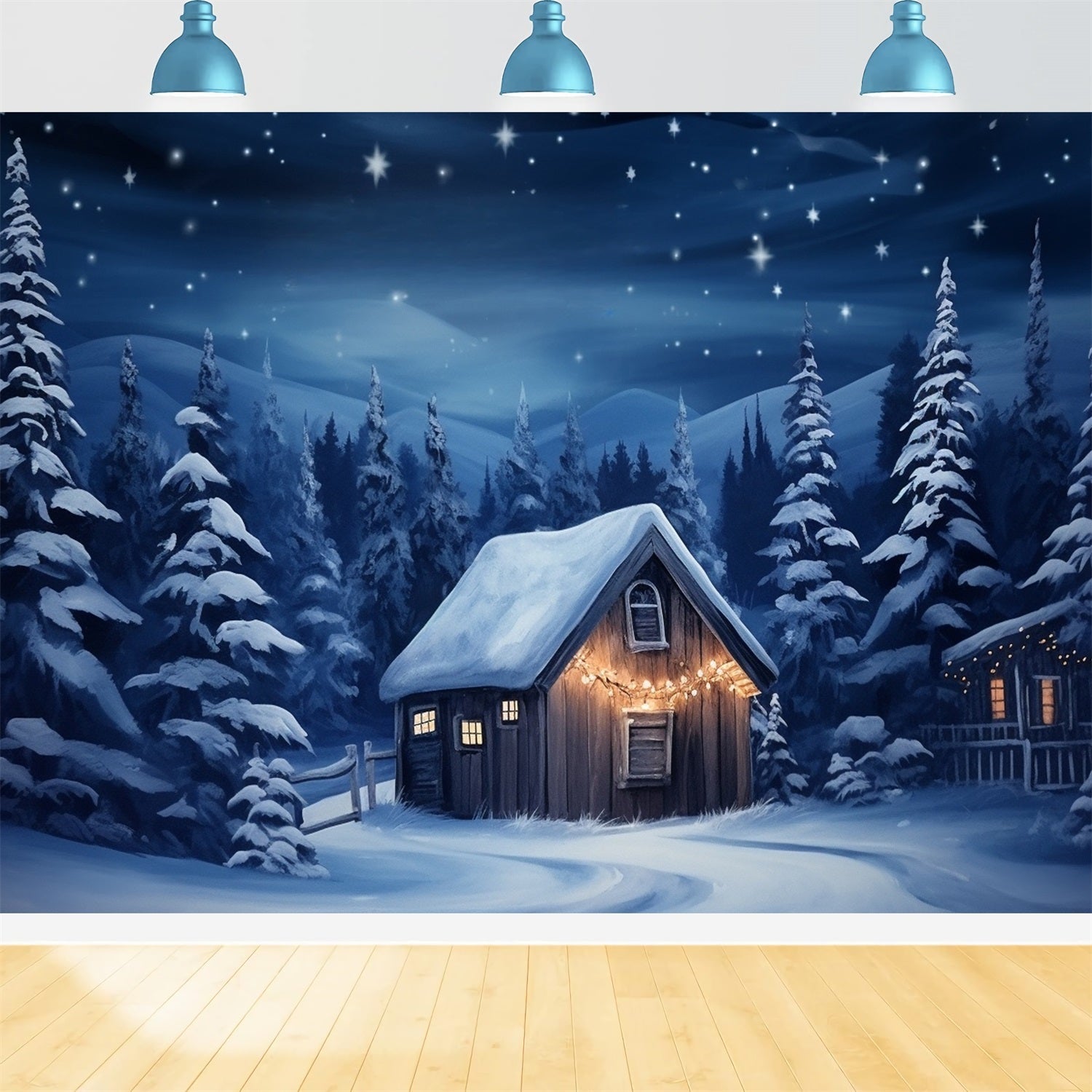 Sfondo Invernale Con Luci Calde Decorate Per La Casa Accogliente BRP10-12