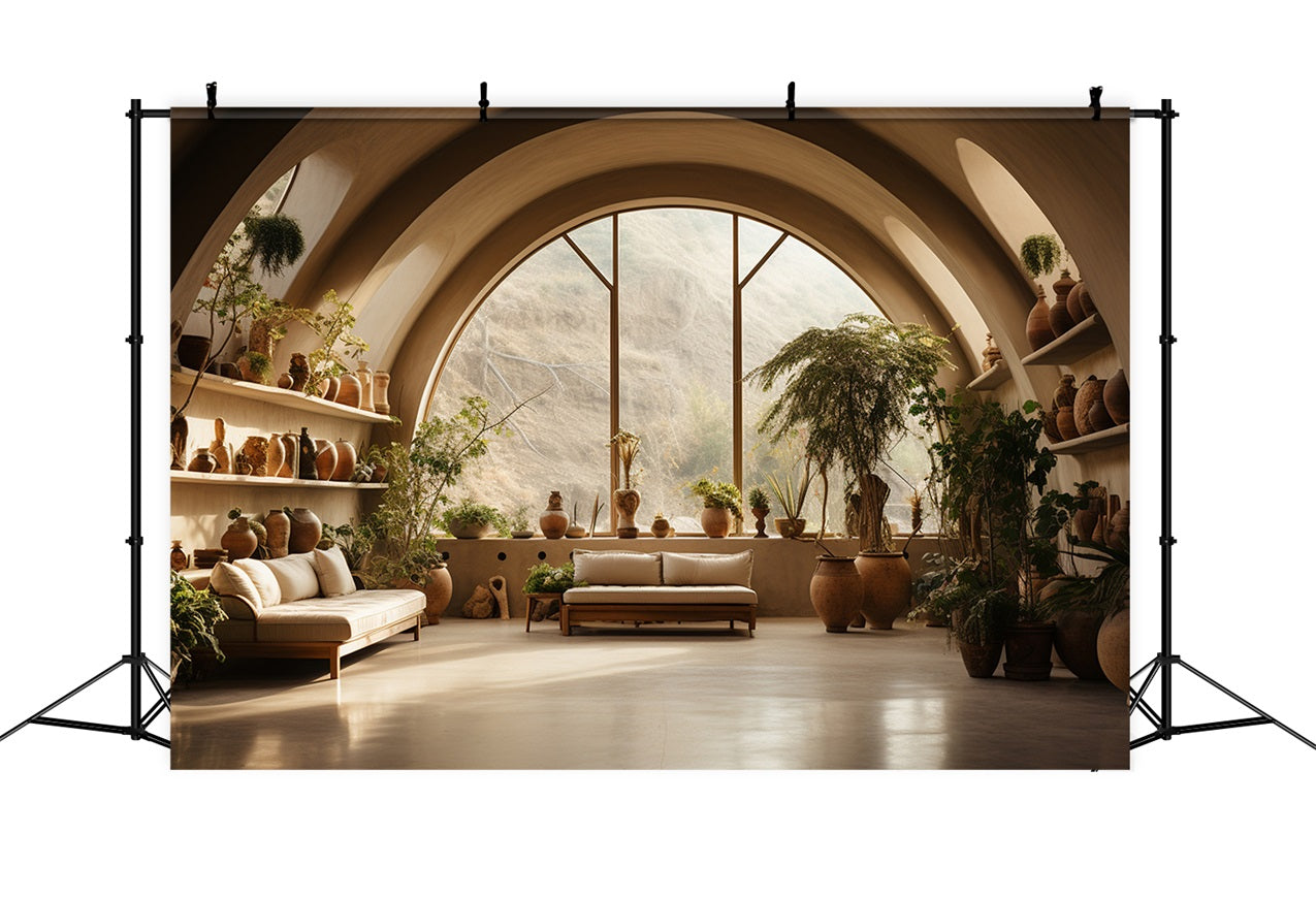 Sfondo Di Piante Ad Arco In Ceramica Rustica Boho BRP10-121