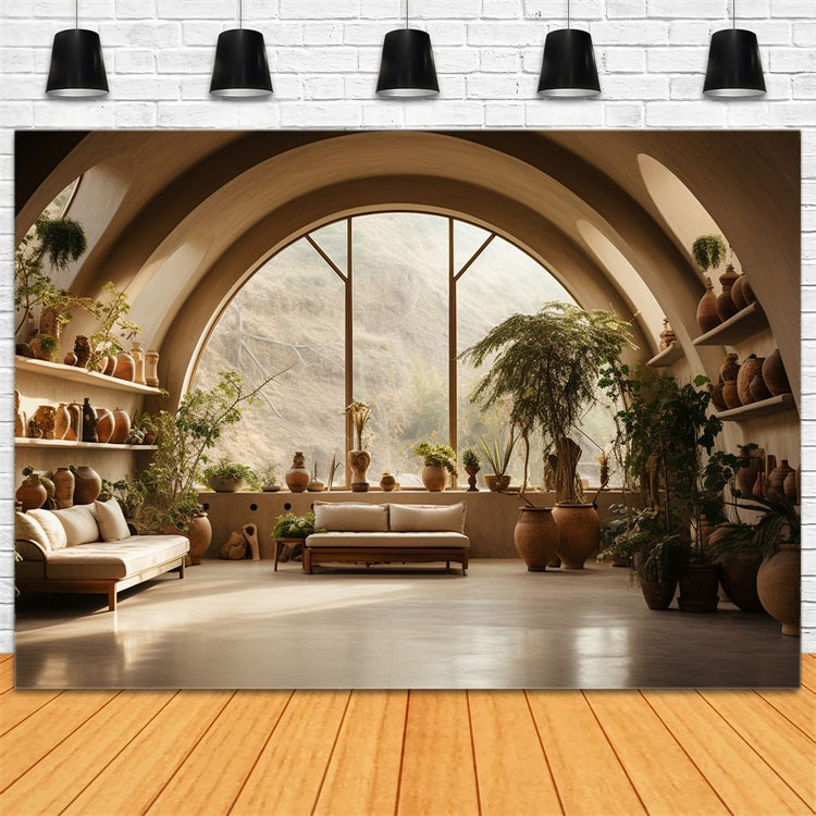 Sfondo Di Piante Ad Arco In Ceramica Rustica Boho BRP10-121