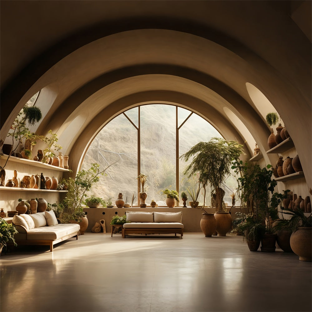 Sfondo Di Piante Ad Arco In Ceramica Rustica Boho BRP10-121