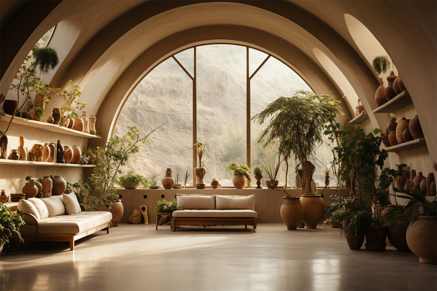 Sfondo Di Piante Ad Arco In Ceramica Rustica Boho BRP10-121