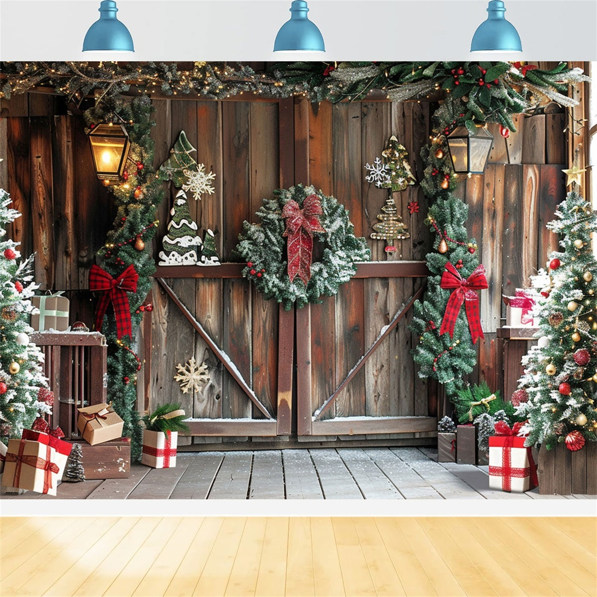 Sfondo Fotografico Natale Angolo Rustico Regali Allegria Sfondo BRP10-145