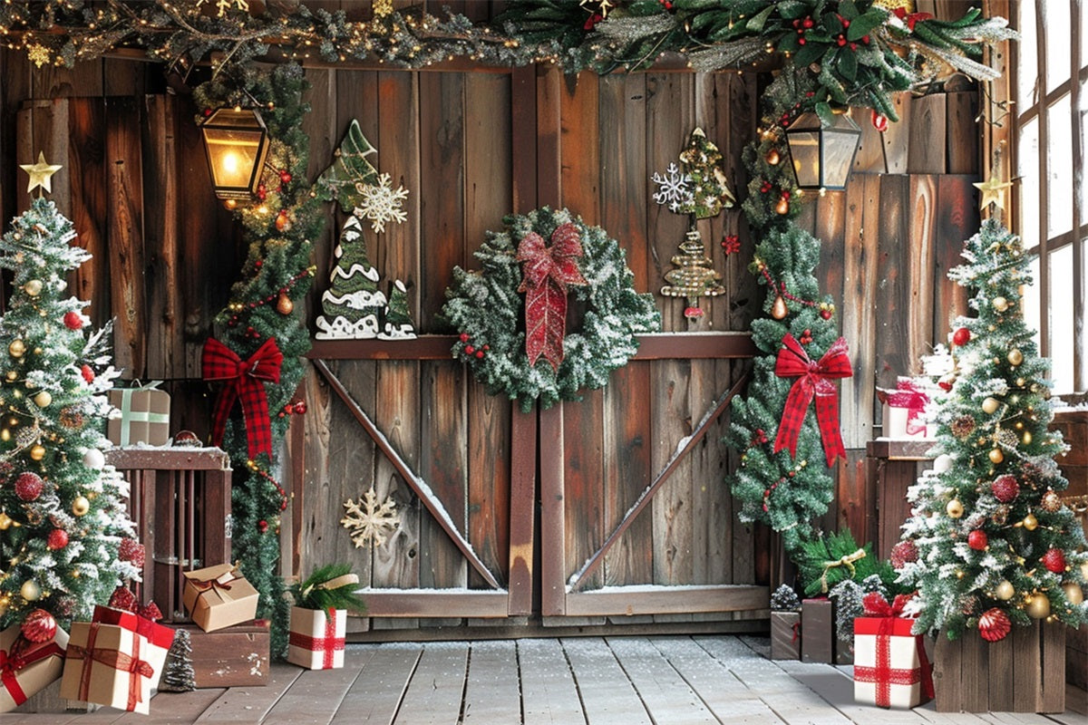 Sfondo Fotografico Natale Angolo Rustico Regali Allegria Sfondo BRP10-145