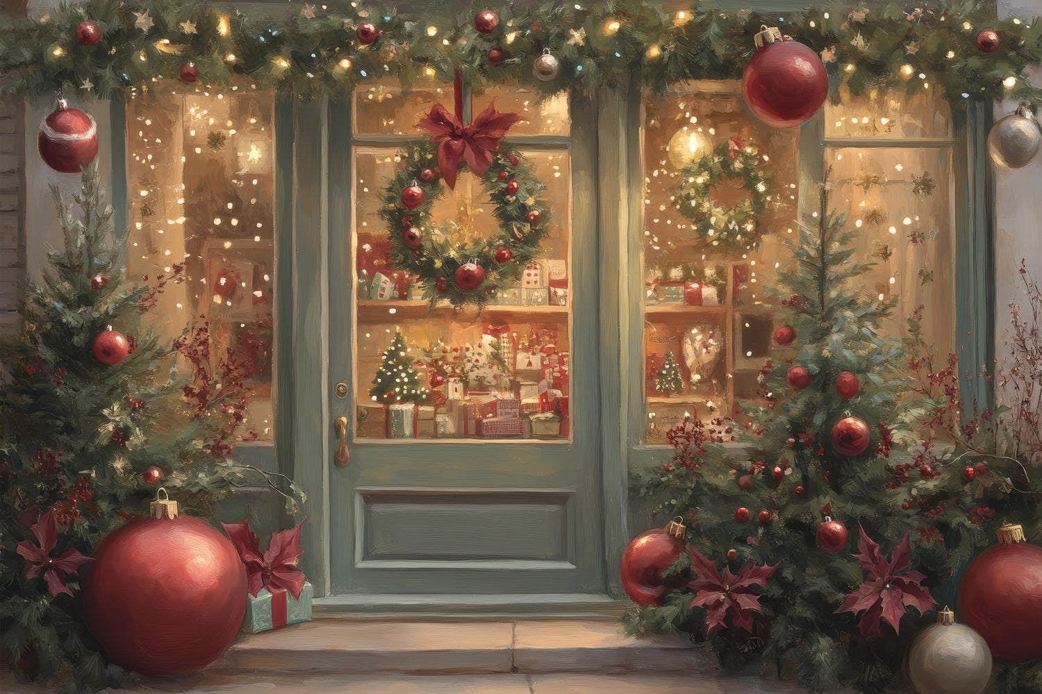 Fondali Natale Display Ghirlande Ornamenti Sfondo BRP10-150