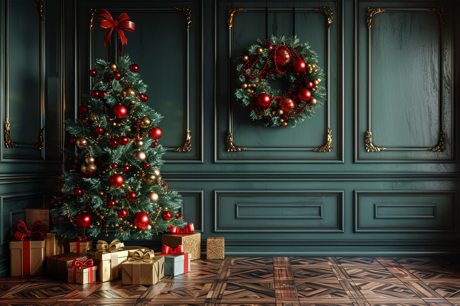 Sfondo Per Lo Sfondo Della Ghirlanda Dell'Albero Di Natale All'Angolo BRP10-151