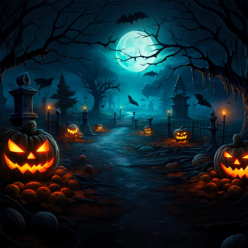 Idee Per Lo Sfondo Di Halloween Sfondo Della Luna Del Sentiero Del Cimitero Infestato BRP10-164