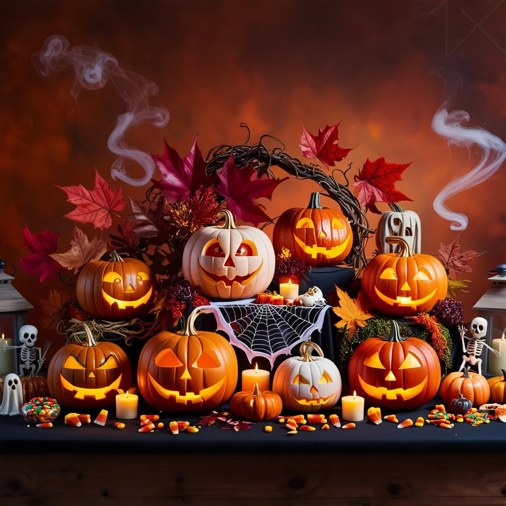 Fondali Fotografici Di Halloween Sfondo Di Raccolta Di Zucche Spettrali BRP10-168