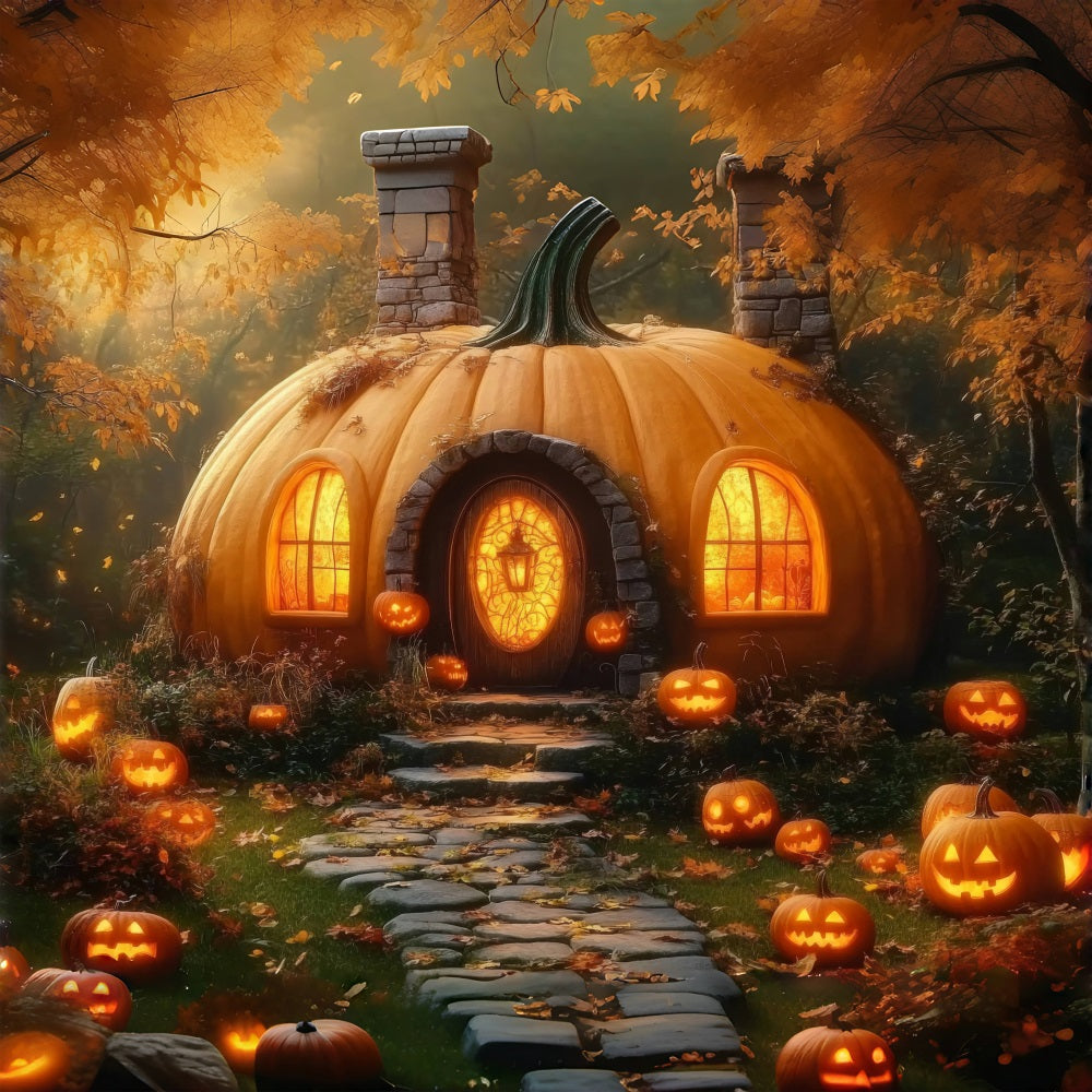 Grande Sfondo Di Halloween Zucca Mistica Sfondo Della Foresta Domestica BRP10-171