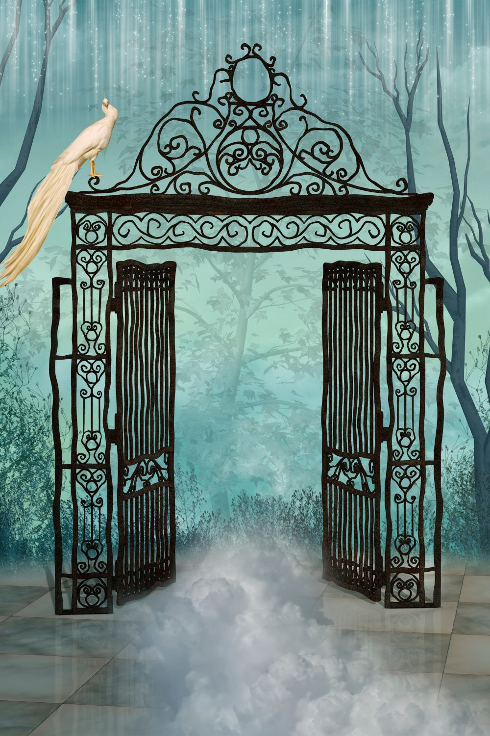 Fondali Di Halloween Fondali Spooky Gate Foggy Atmosphere Sfondo BRP10-177