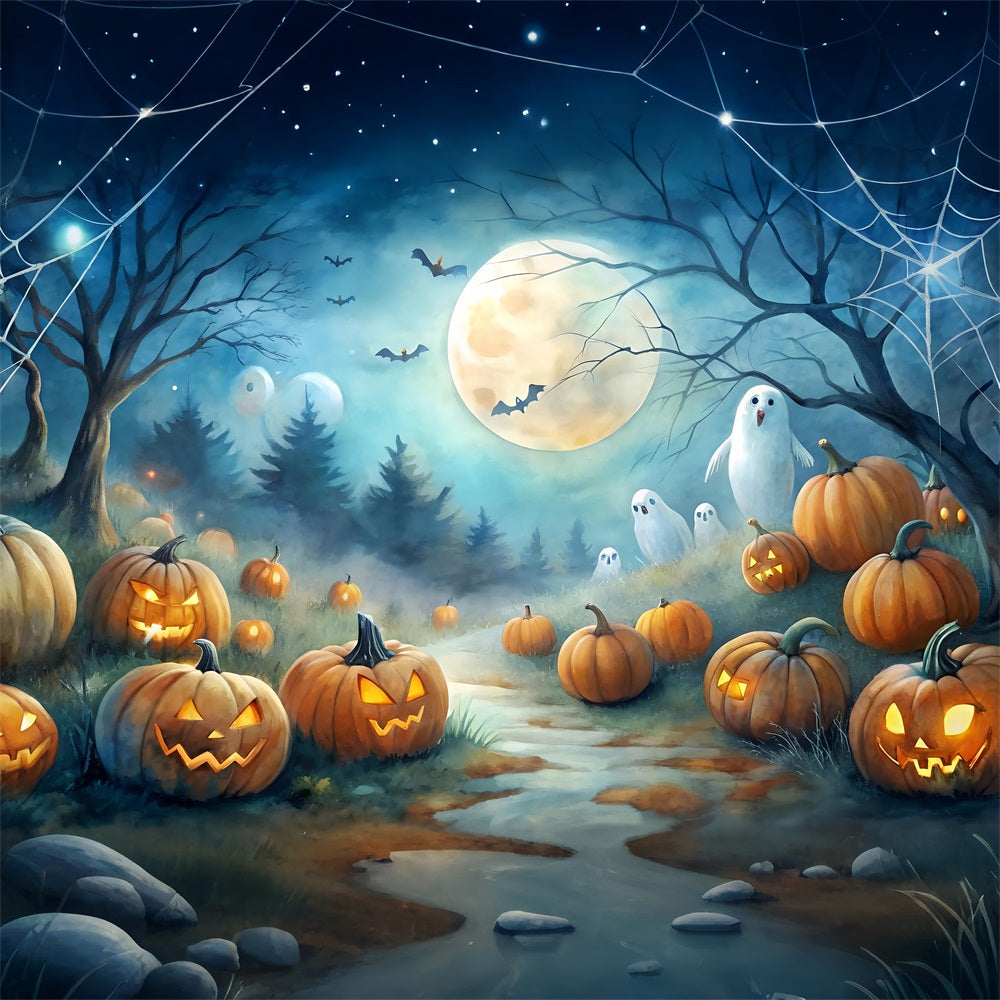 Sfondo Di Halloween Sfondo Di Fantasmi Del Boschetto Di Zucche BRP10-183