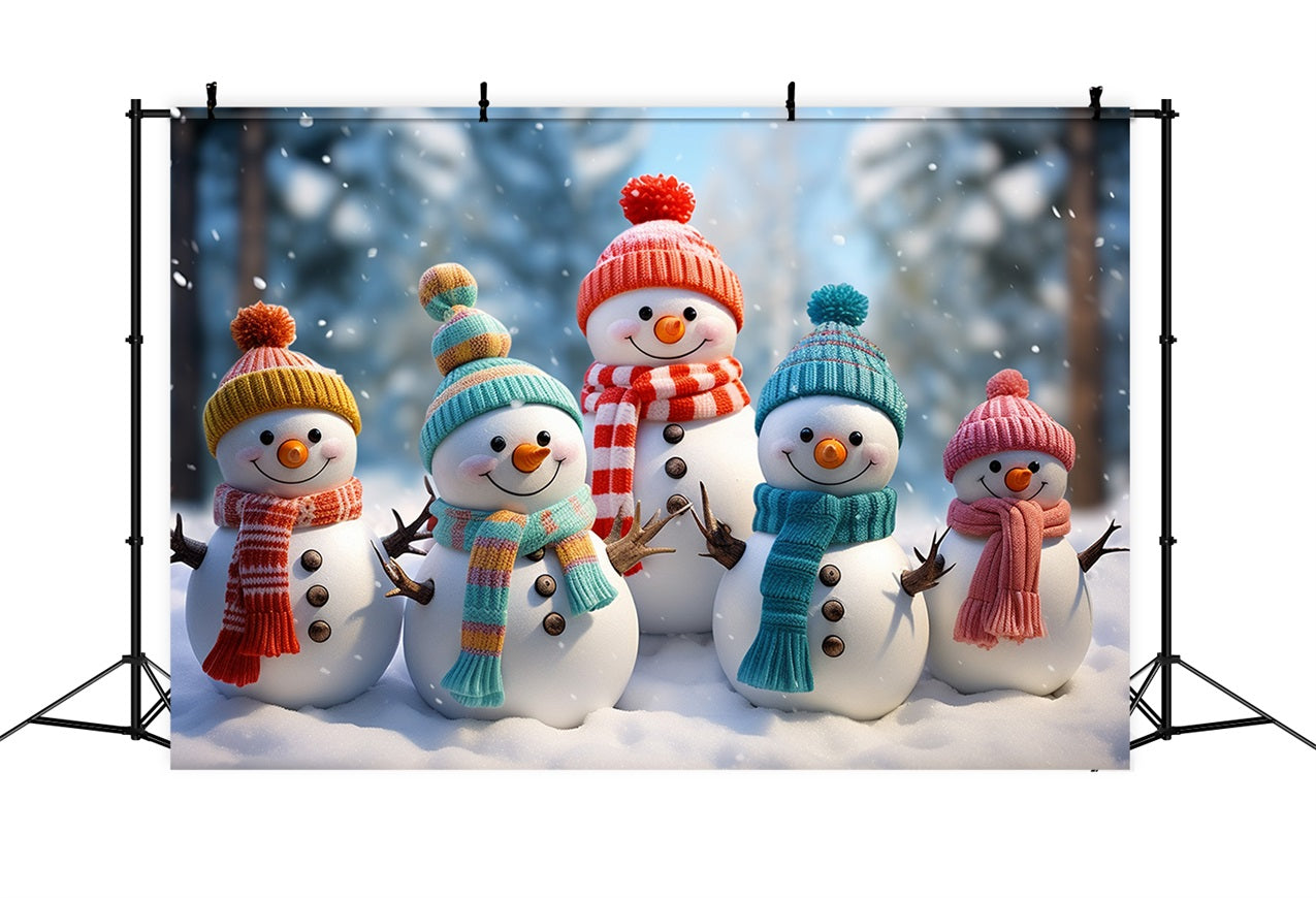Inverno Adorabili Pupazzi Di Neve Sfondo Luminoso Di Cappelli Invernali BRP10-21