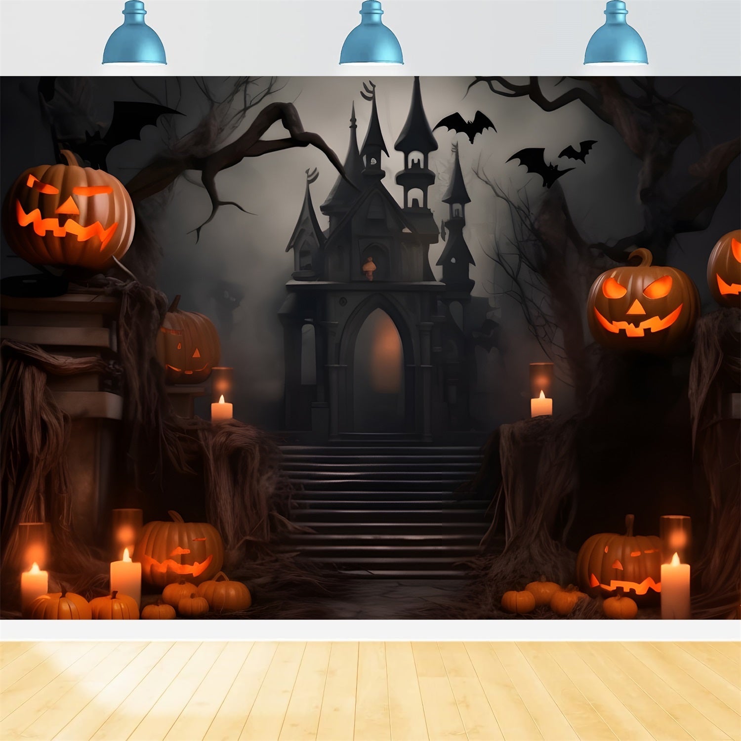 Sfondo Del Castello Di Halloween Sfondo Di Zucche Raccapriccianti Gotiche Scure BRP10-229