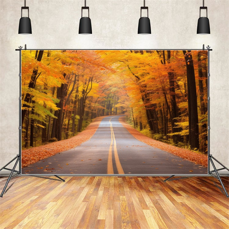 Sfondo Autunnale Scenic Fall Forest Driveway Road Fondale BRP10-236