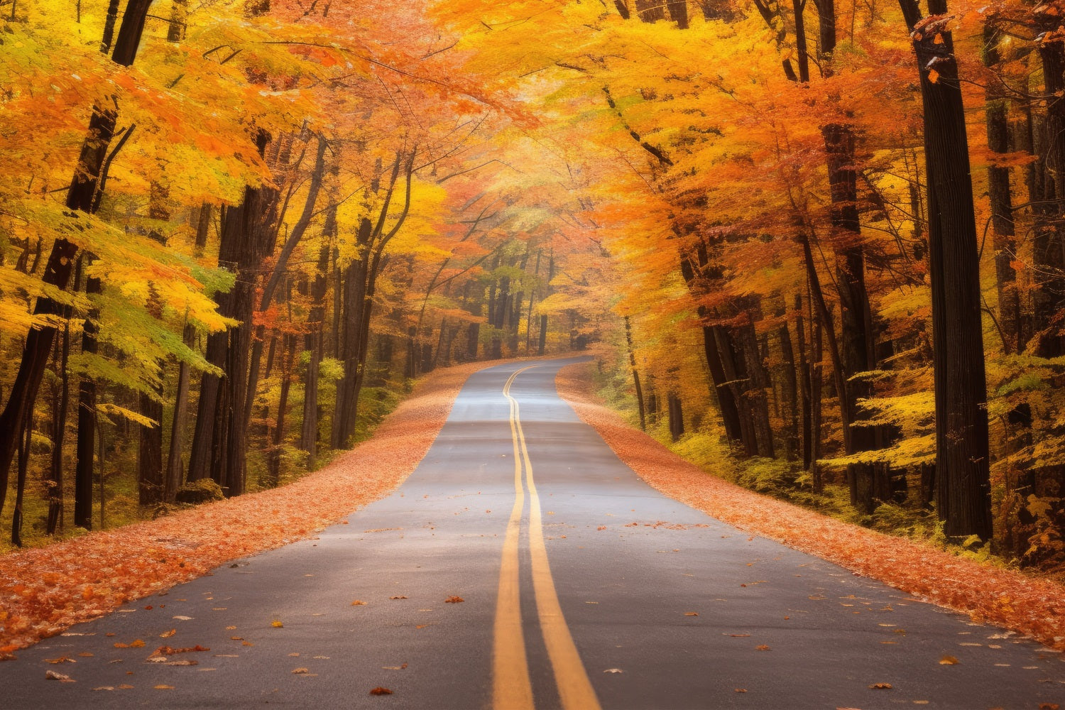 Sfondo Autunnale Scenic Fall Forest Driveway Road Fondale BRP10-236