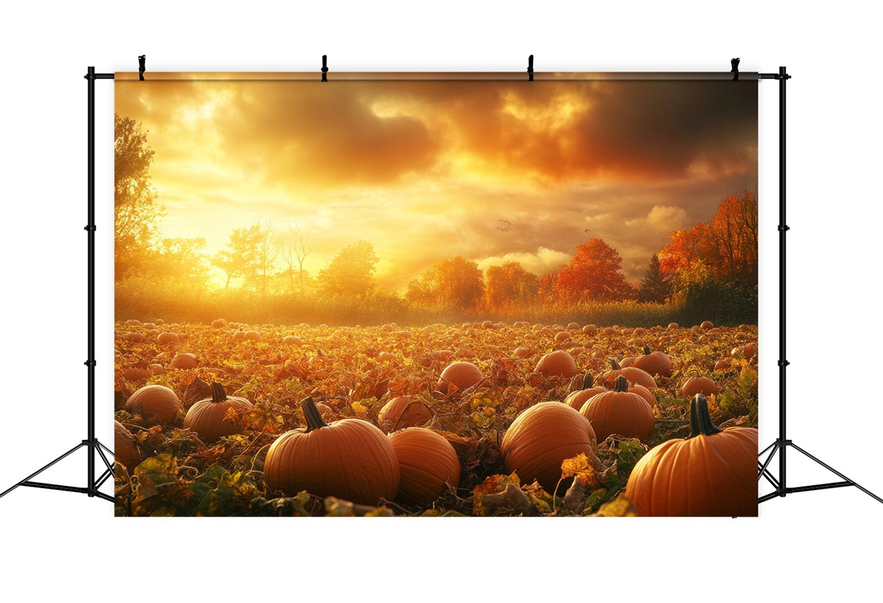 Fondali Autunnali Sfondo Con Patch Di Zucca Bagliore Al Tramonto BRP10-242