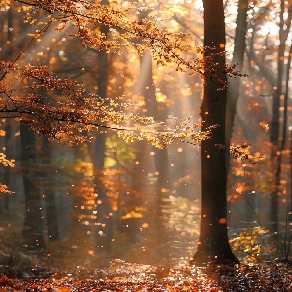 Fondali Fotografici Autunnali Foresta Scintillante Di Raggi Di Sole Sullo Sfondo BRP10-263