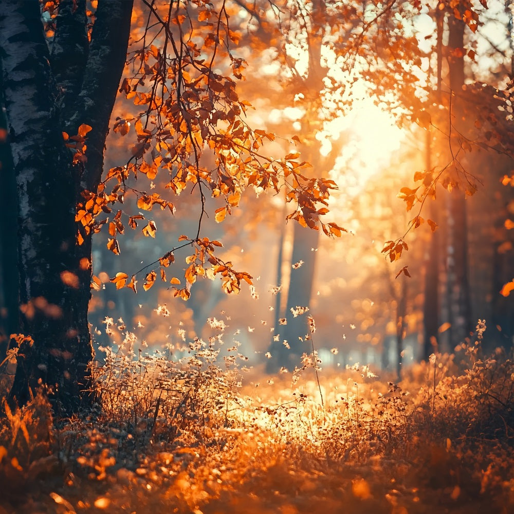 Fondale Per Foto Di Alberi Con Raggi Di Sole Sullo Sfondo Della Stagione Autunnale BRP10-265