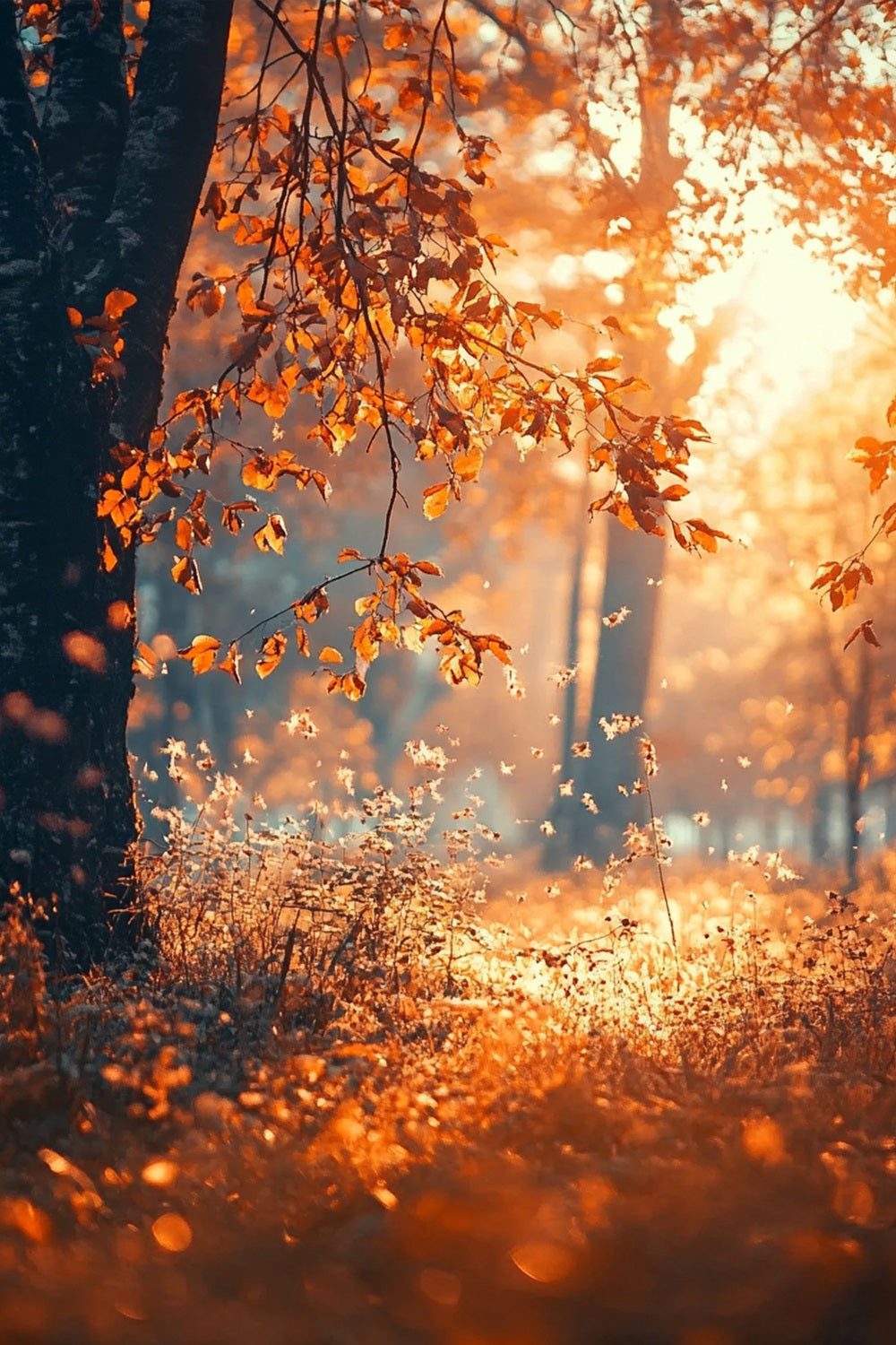 Fondale Per Foto Di Alberi Con Raggi Di Sole Sullo Sfondo Della Stagione Autunnale BRP10-265