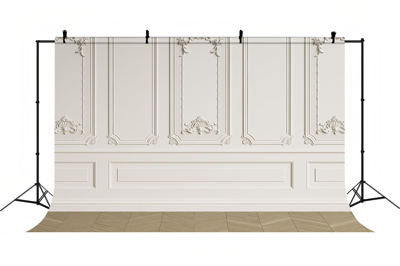 Fondali Fotografici Retro Fondale In Stile Barocco Bianco BRP10-269