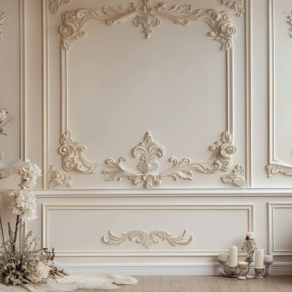 Sfondo Retro Accenti Floreali Bianchi Vintage Sfondo BRP10-271