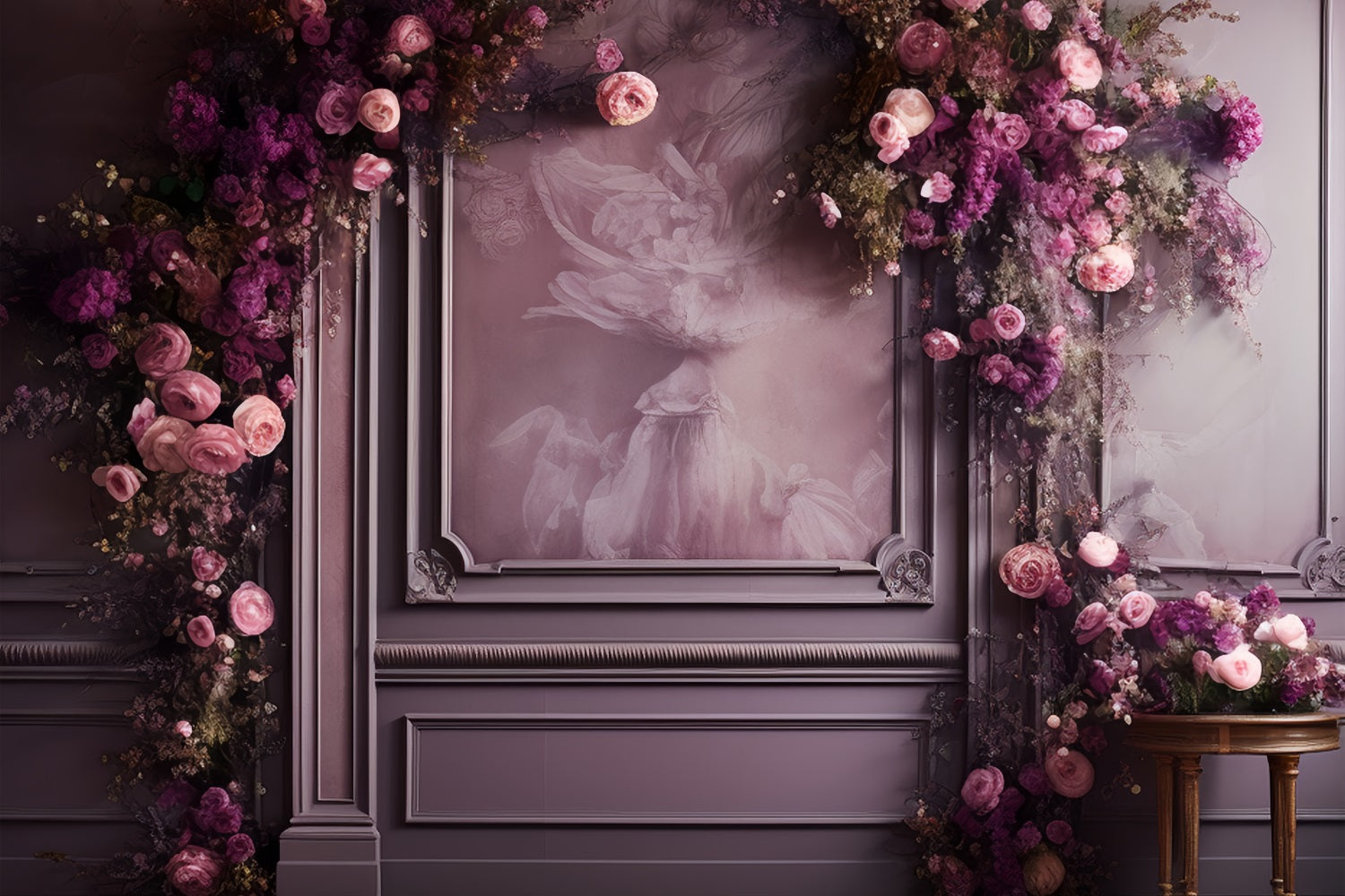 Sfondo Di Fiori Retro Sfondo Di Parete Ornato Viola Rosa BRP10-291