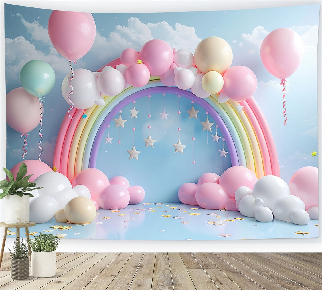 Sfondo Di Compleanno Arcobaleno Arco Palloncini Sfondo BRP10-313