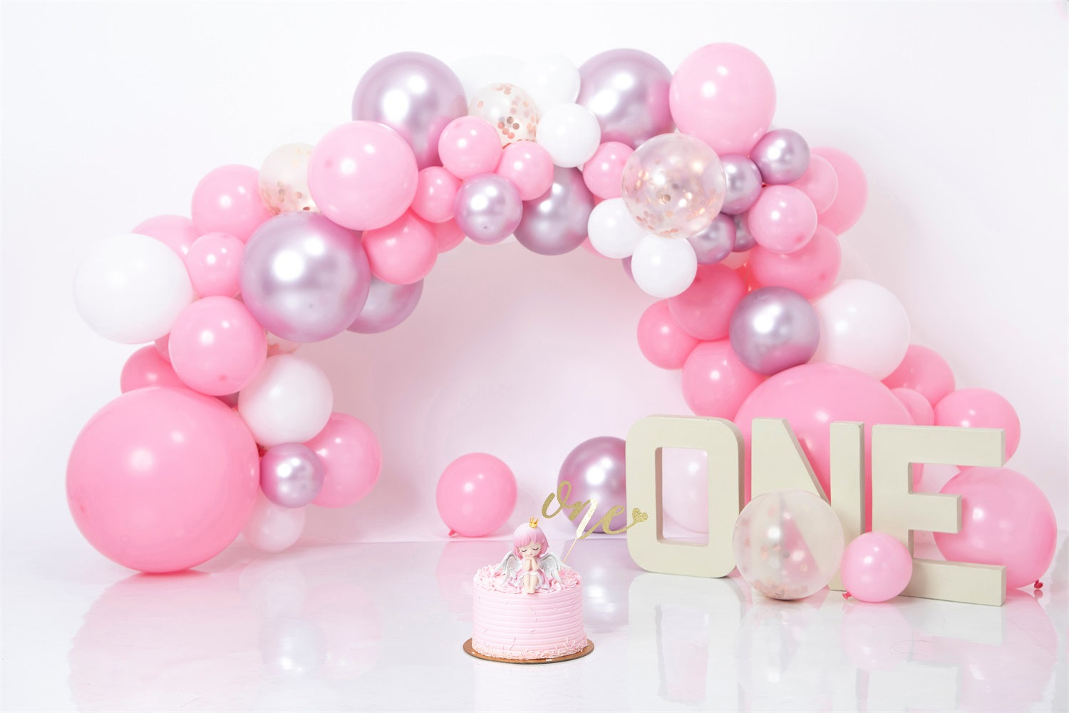 Sfondo Fotografico Per Il Primo Compleanno Sfondo Con Palloncino Rosa Viola BRP10-337
