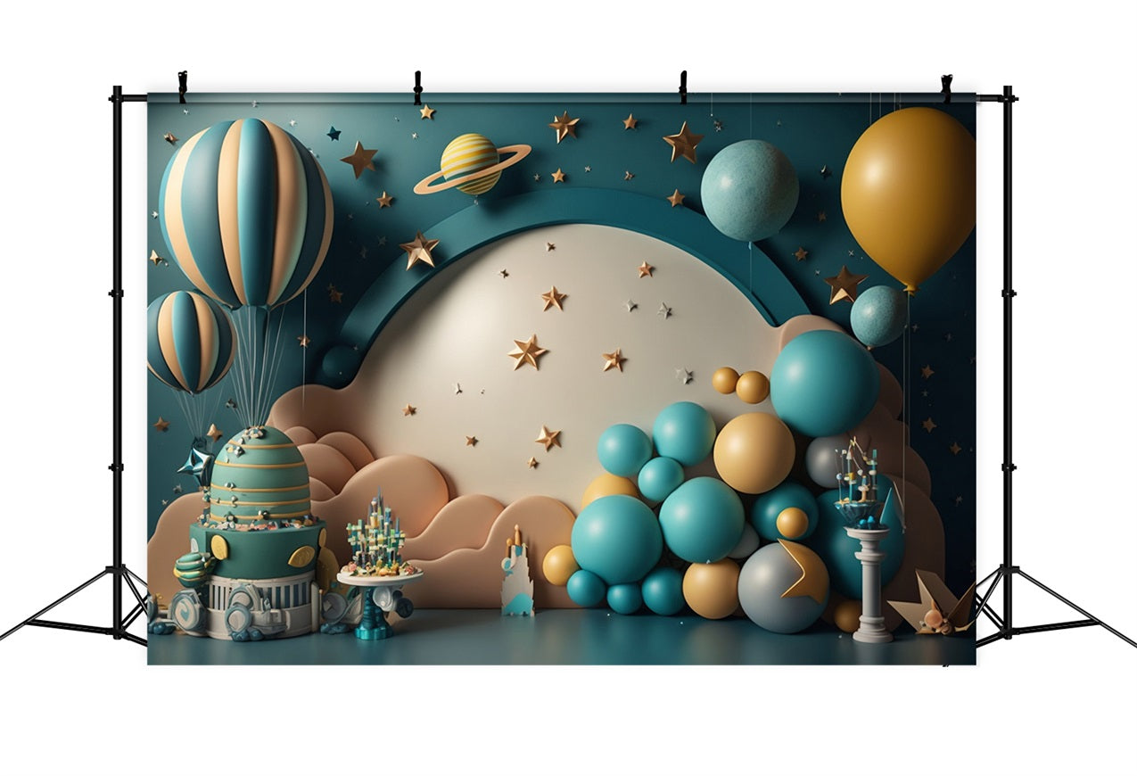 Sfondo Fai Da Te Compleanno Mongolfiera Galattica Sfondo BRP10-340