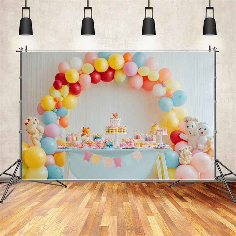Fondali Per Compleanno Bambini Sfondo Con Arco Di Palloncini BRP10-348