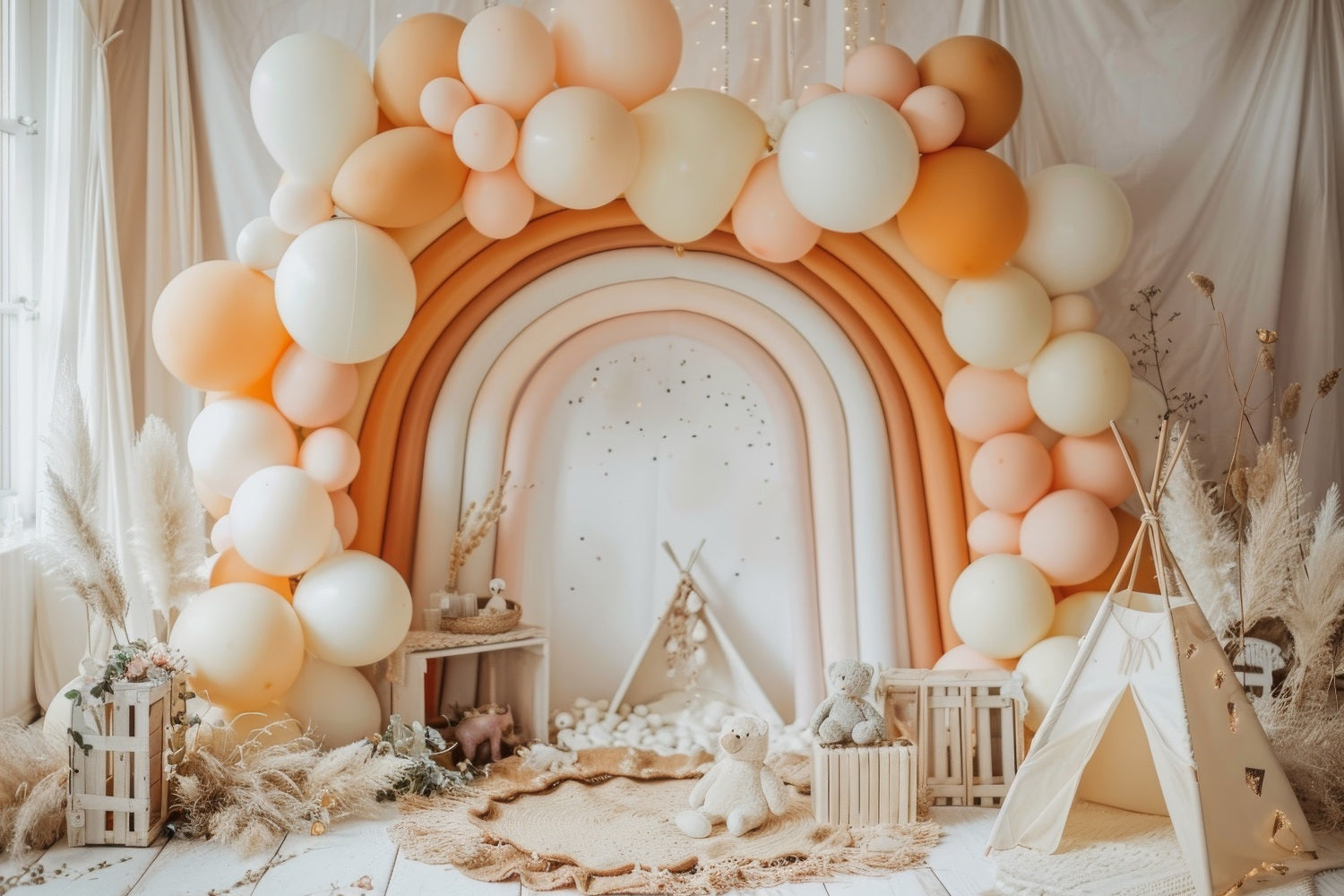 Sfondo Per Foto Di Compleanno Palloncino Arcobaleno Sfondo BRP10-352
