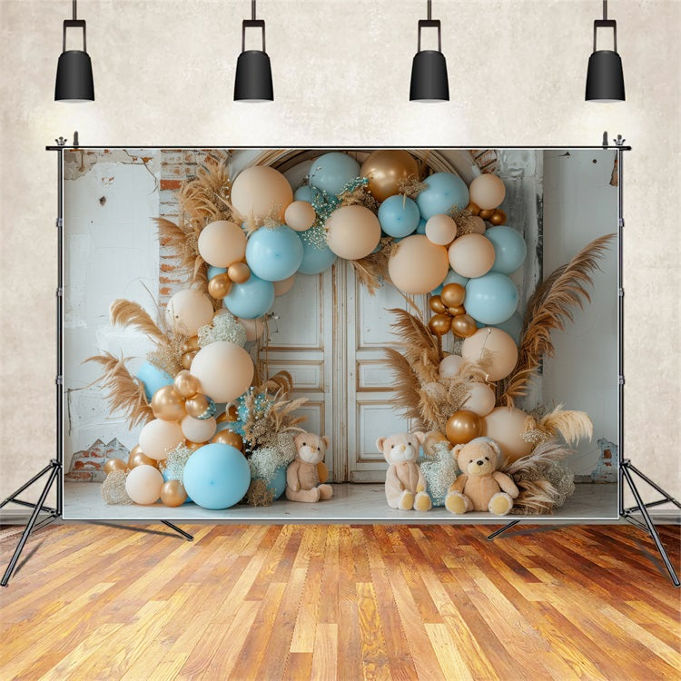 Sfondo Per Festa Di Compleanno Con Palloncino E Orsacchiotto BRP10-356
