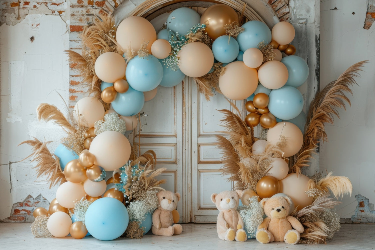 Sfondo Per Festa Di Compleanno Con Palloncino E Orsacchiotto BRP10-356